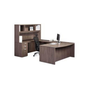 U-Shaped Desk with office supplies